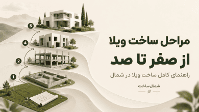 کاور مراحل ساخت ویلا از زمین و فونداسیون تا اسکلت و ساختمان آماده