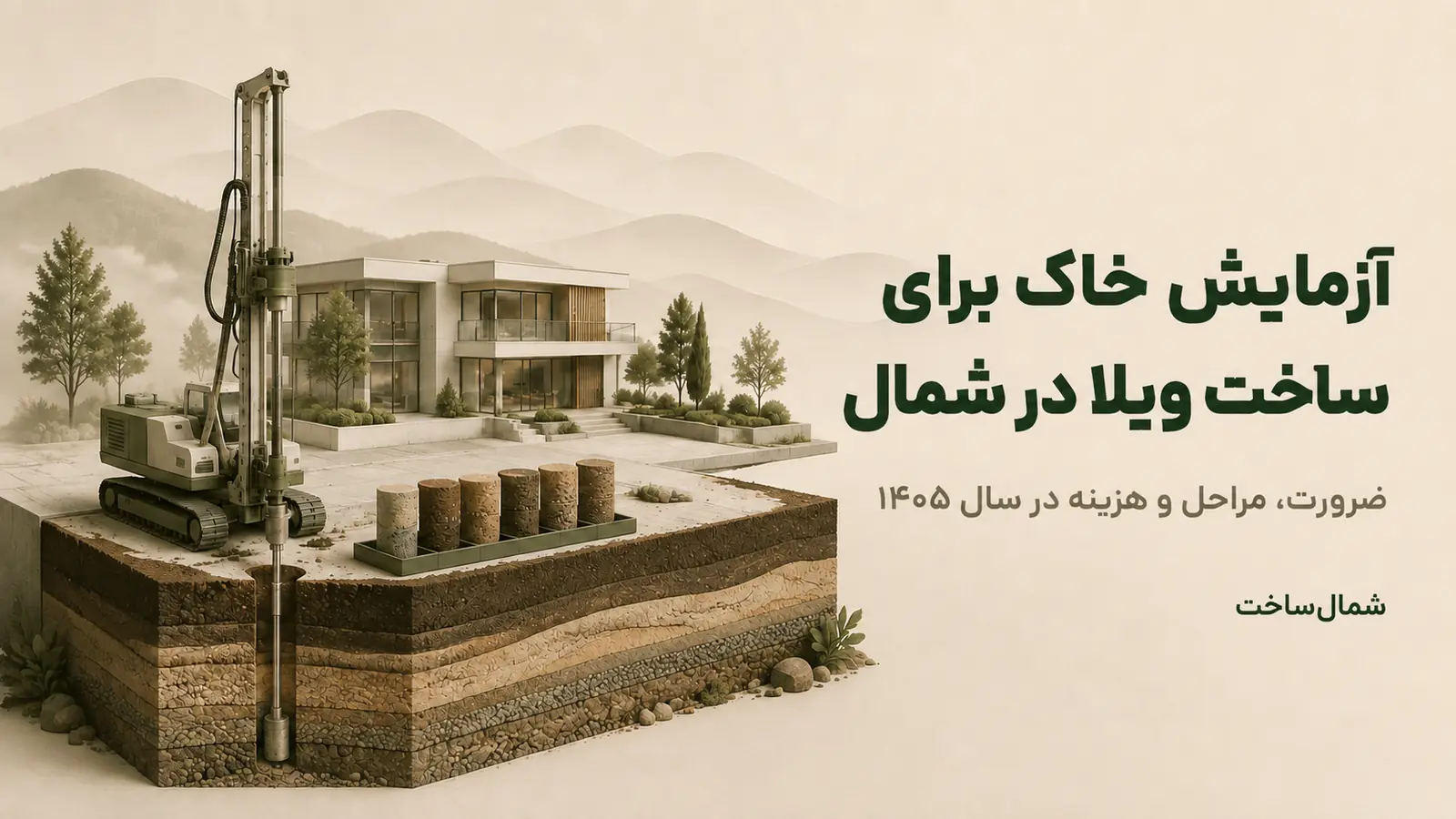 عملیات حفاری و آزمایش خاک برای ساخت ویلا در شمال
